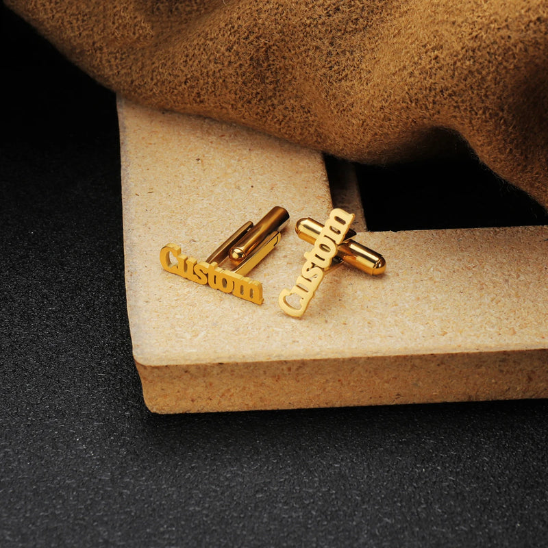 Personalized Name Cufflinks for Men Shirt Cuff Buttons Initials Wedding