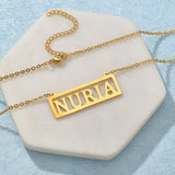 Personalized Hollow Rectangle Name Necklace Stainless Steel For Man