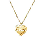 Love Heart Pendant Name Necklace Women, Stainless Steel Letter Necklace