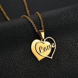 Love Heart Pendant Name Necklace Women, Stainless Steel Letter Necklace