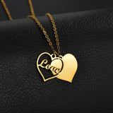 Love Heart Pendant Name Necklace Women, Stainless Steel Letter Necklace