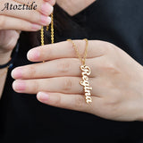Personalized Name Necklaces Vertical Charm Jewelry Stainless Steel