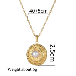 Stainless Steel Jewelry Set Wave Chain Round Pendant Gift