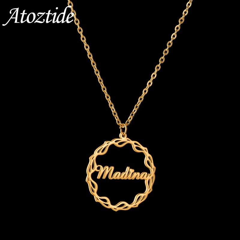 Customized Stainless Steel Name Necklace Round Letters for Women