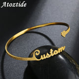 Atoztide Personalized Name Bracelet Stainless Steel Bangle Jewelry