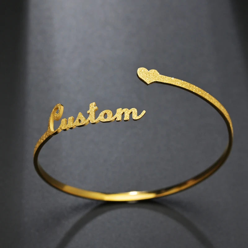 Atoztide Personalized Name Bracelet Stainless Steel Bangle Jewelry