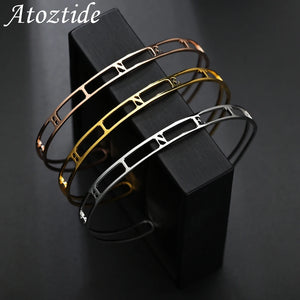 Personalized Name Bangle Stainless Steel Letter Bracelet Jewelry Gift