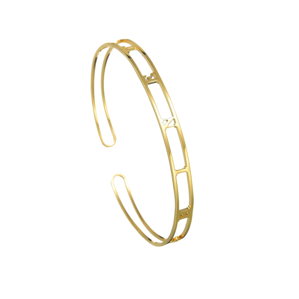 Personalized Name Bangle Stainless Steel Letter Bracelet Jewelry Gift