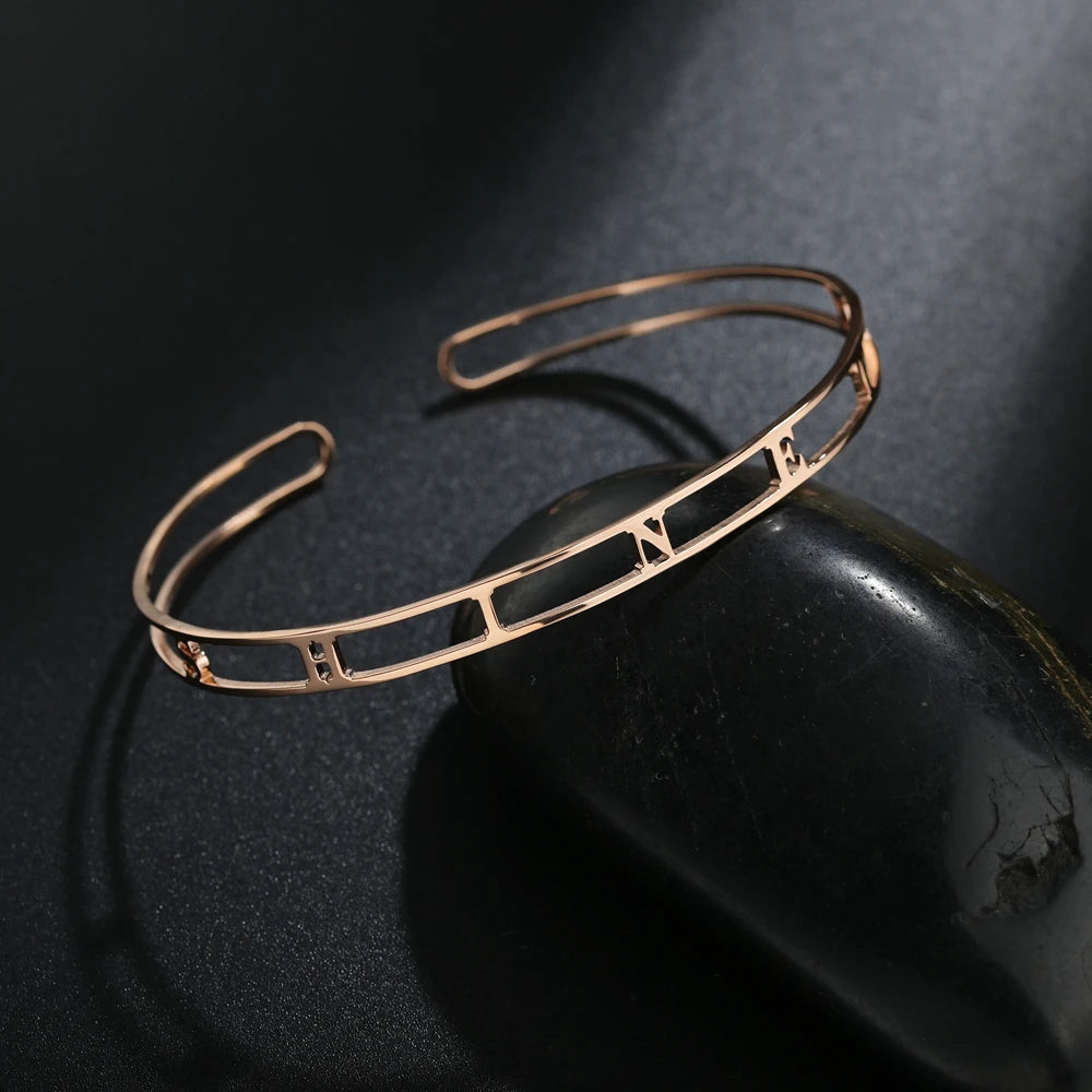 Personalized Name Bangle Stainless Steel Letter Bracelet Jewelry Gift