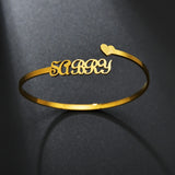 Atoztide Personalized Name Bangle Stainless Steel Open Love Bangle Heart