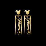 Personalized Stainless Steel Butterfly Name Earrings