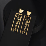 Personalized Stainless Steel Butterfly Name Earrings