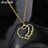 Personalized Heart Nameplate Necklace - Two Names