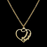 Personalized Heart Nameplate Necklace - Two Names