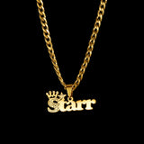 Personalised Zircon Crown Star Name Necklace for Women Thick Cuban Chain Pendant