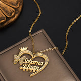 Personalised Zircon Crown Star Name Necklace for Women Thick Cuban Chain Pendant