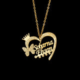 Personalised Zircon Crown Star Name Necklace for Women Thick Cuban Chain Pendant