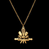 Atoztide Custom Cooking Name Necklace Letter Nameplate Chain