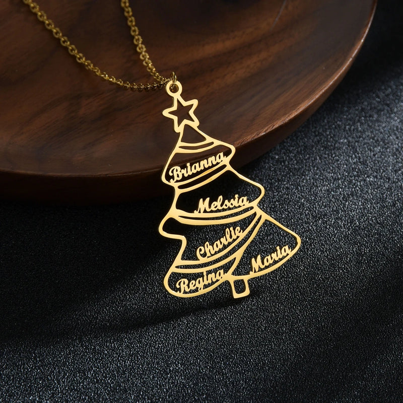 Personalized Family Tree Necklace Stainless Steel Pendant