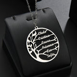 Personalized Family Tree Necklace Stainless Steel Pendant