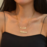 Custom Arabic Name Necklace Stainless Steel Crown Pendant Gift