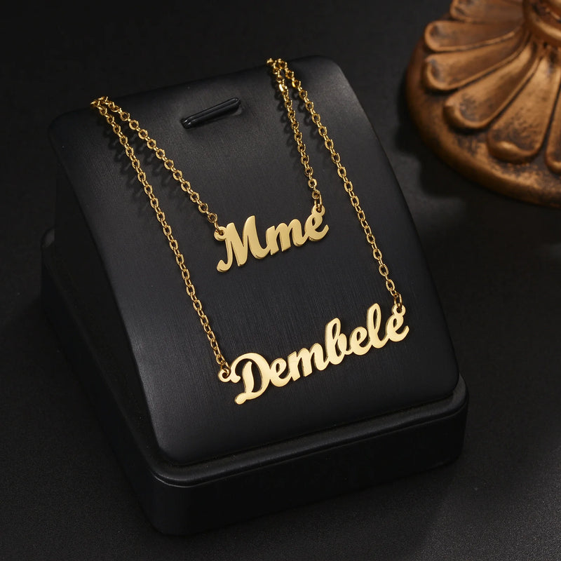 Custom Arabic Name Necklace Stainless Steel Crown Pendant Gift