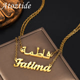 Custom Arabic Name Necklace Stainless Steel Crown Pendant Gift