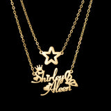 Custom Arabic Name Necklace Stainless Steel Crown Pendant Gift