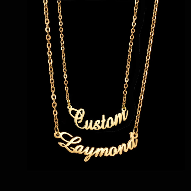 Personalized Bend Name Necklace Stainless Steel Pendant Link Chain for Women
