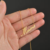 Personalized Bend Name Necklace Stainless Steel Pendant Link Chain for Women