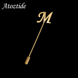 Personalized Brooch 1 Letter Collar Pin Stainless Steel Initial Pendant