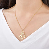Personalized Butterfly Heart Name Necklace Stainless Steel
