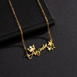 Personalized Heart Name Necklace with Butterfly Crown Choker Pendant