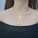 Personalized Heart Name Necklace for Women, Stainless Steel Crown Butterfly Pend