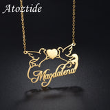 Personalized Love Bird Butterfly Name Necklaces for Women