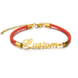 Personalized Name Bracelet Stainless Steel Charms Handwriting Love Red Rope