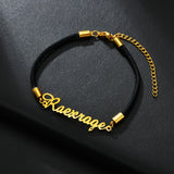 Personalized Name Bracelet Stainless Steel Charms Handwriting Love Red Rope