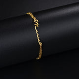 Personalized Name Bracelet for Women Stainless Steel Charms Double Chain Bangle