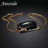 Personalized Name Bracelet for Women Stainless Steel Charms Double Chain Bangle