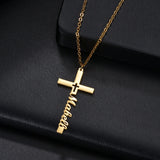 Atoztide Name Cross Necklace Stainless Steel Zircon Pendant Gift