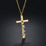 Atoztide Name Cross Necklace Stainless Steel Zircon Pendant Gift