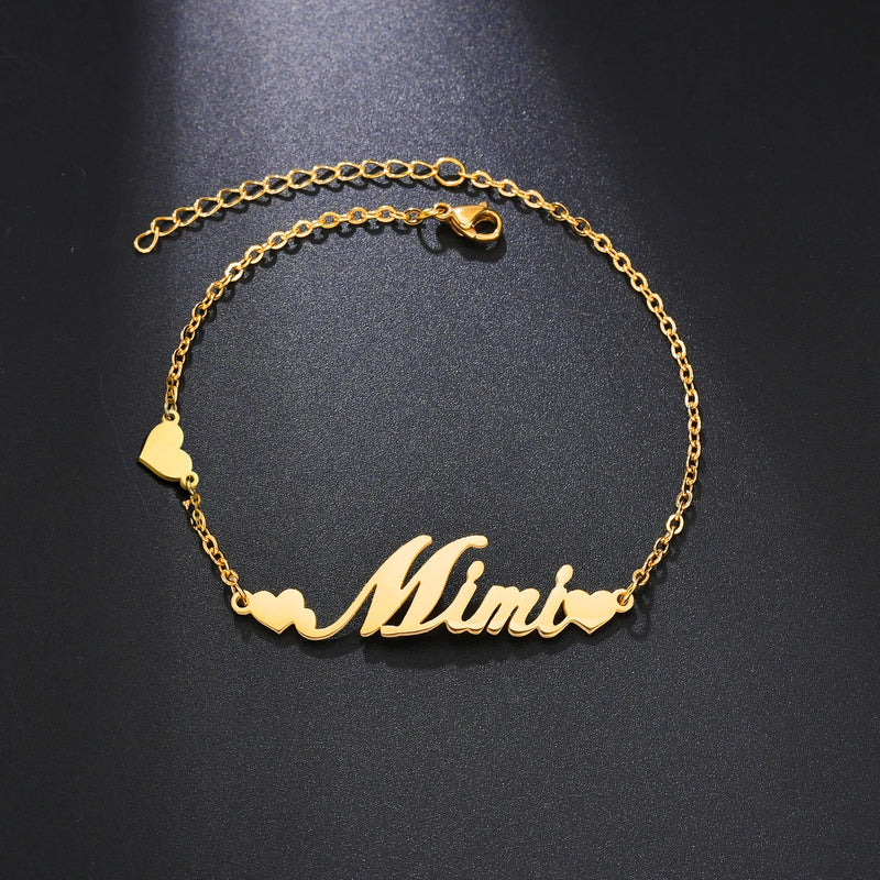 Atoztide Personalized Name Crown Heart Bracelet for Women