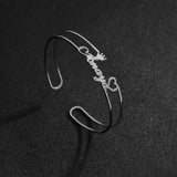 Personalized Name Crown Heart Bangle Bracelet