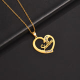 Atoztide Name Heart Pendant Necklace Stainless Steel Unisex Chain Jewelry