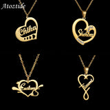 Atoztide Name Heart Pendant Necklace Stainless Steel Unisex Chain Jewelry