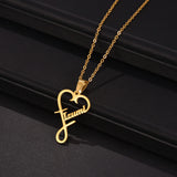 Atoztide Name Heart Pendant Necklace Stainless Steel Unisex Chain Jewelry
