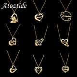 Atoztide Stainless Steel Name Heart Necklace Personalized Unisex Chain Jewelry