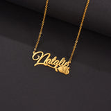 Atoztide Name Necklace Charm Stainless Steel Choker Flower Gift