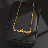 Atoztide Personalized Name Necklace for Women Bead Link Chain Stainless Steel