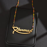 Atoztide Personalized Name Necklace for Women Bead Link Chain Stainless Steel